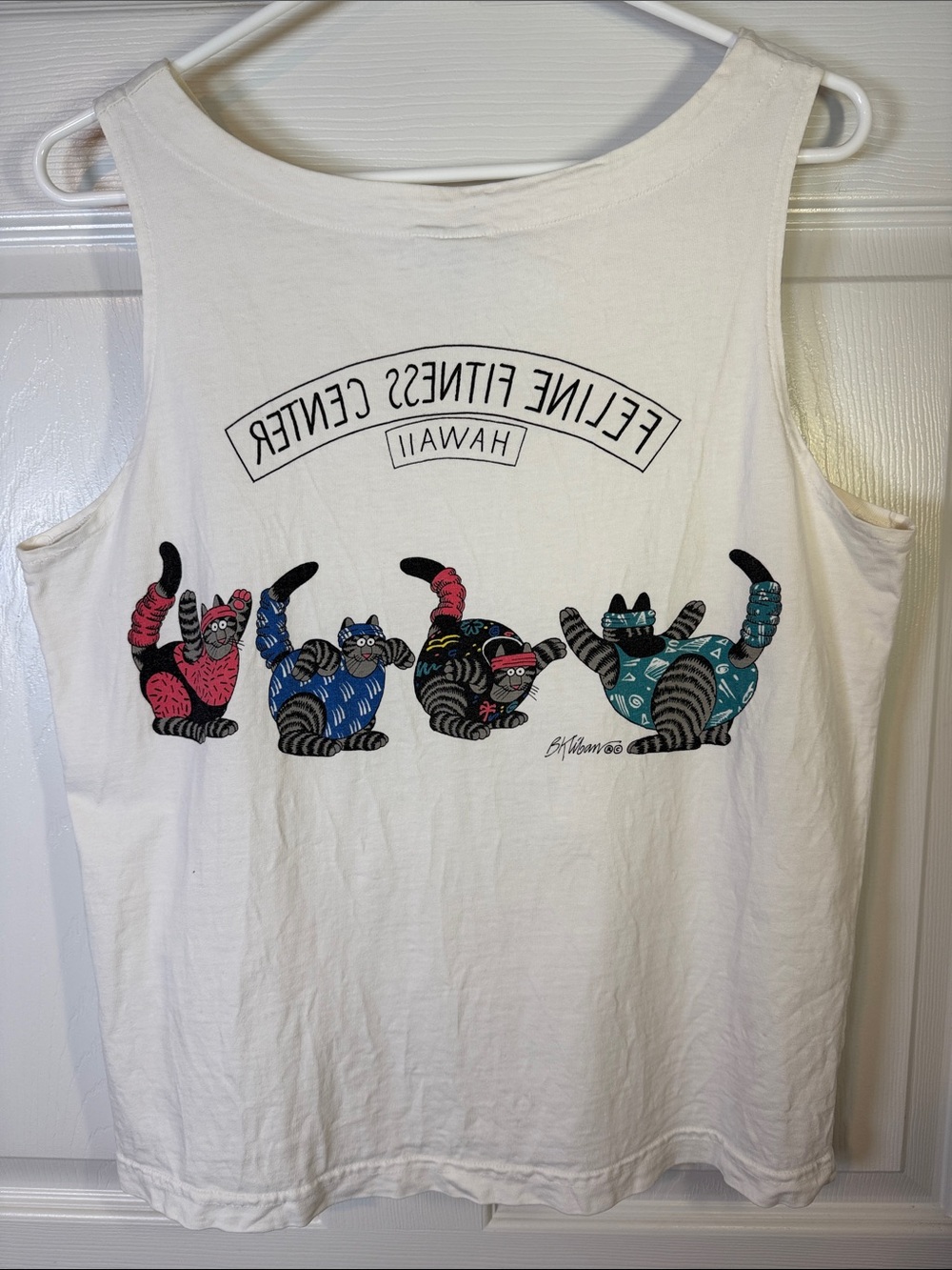 Vintage Kliban Cat Tank Top Feline Fitness Center Hawaii Women’s M Yoga Aerobics - Picture 4 of 15